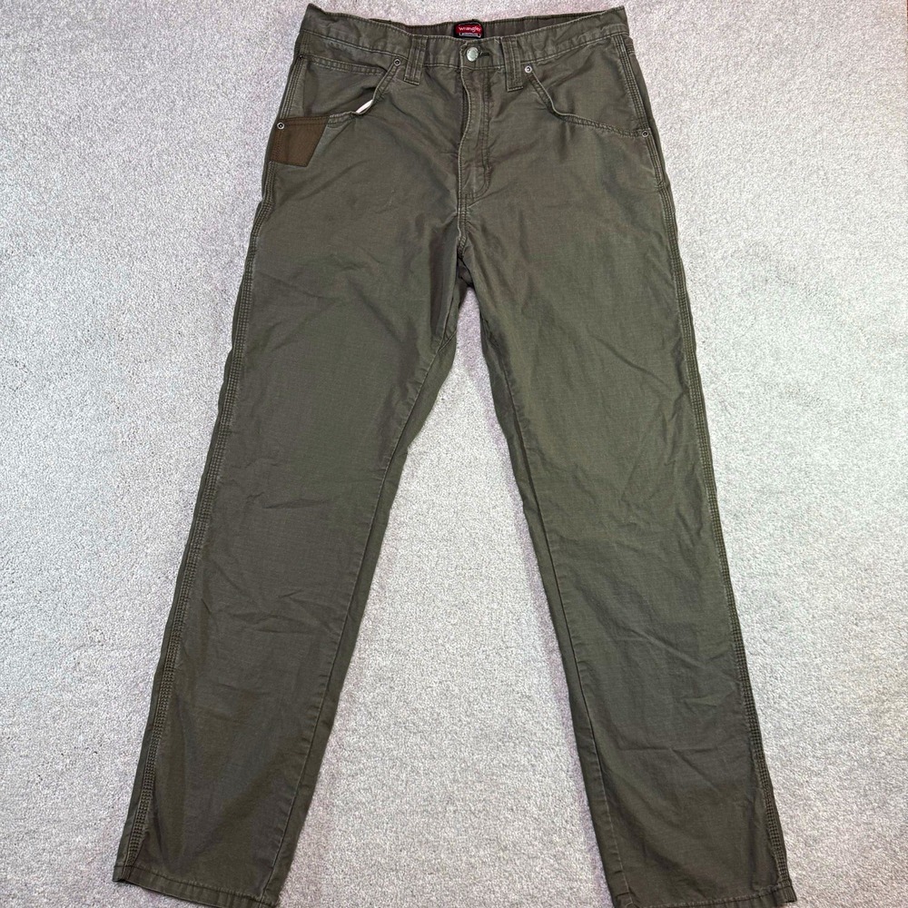 Wrangler Workwear Mens 34x34 Olive Green Ripstop Utility Cargo Work Field Pants